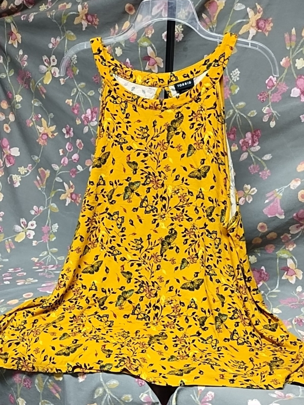 torrid Mustard Yellow Floral & Butterfly Mini Dress